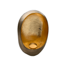 Gouden kandelaar in de vorm van een ei. Voorzien van houder voor kaars. Maat: L