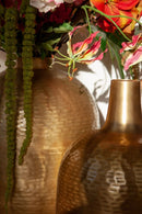 Grote gouden vaas rond met hals