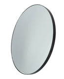 Elegante spiegel met gecoat plaatstalen rand in de kleur zwart. Doorsnede 70 cm