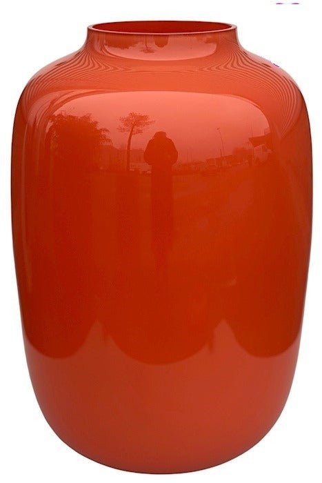 Oranje mondgeblazen vaas Ø25 cm en hoogte 35 cm