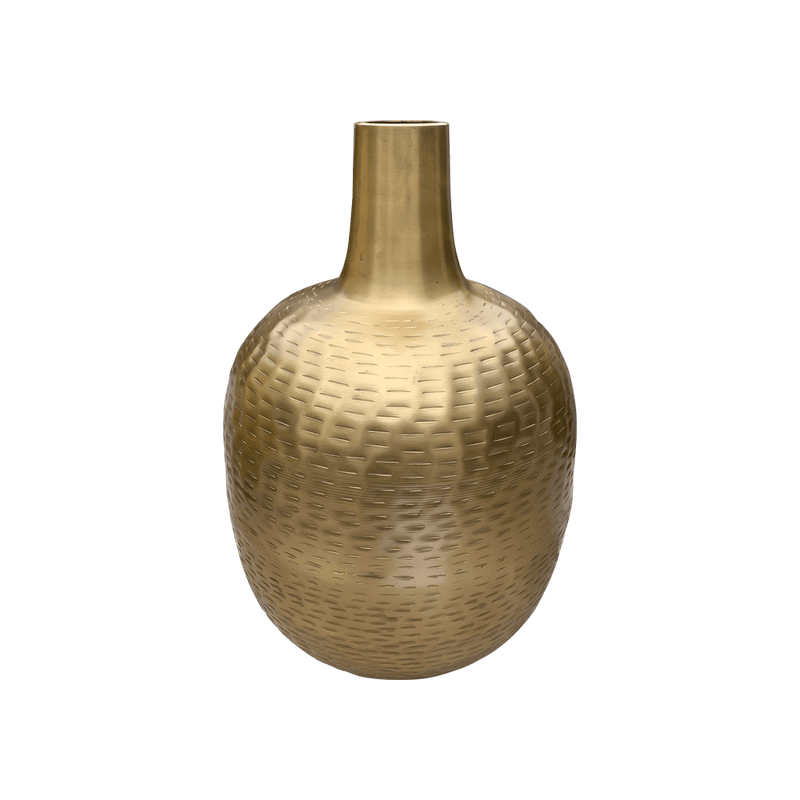 Grote gouden vaas met een diameter van 30 cm en hoogte van 42 cm
