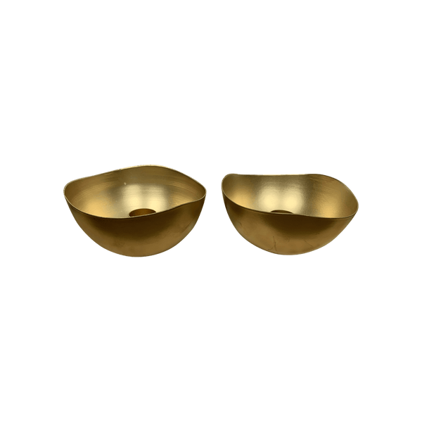 Set van 2 stuks kaarsenstandaard goud organische vorm