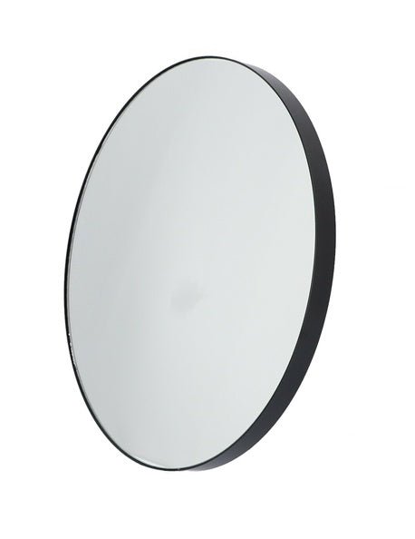 Elegante spiegel met gecoat plaatstalen rand in de kleur zwart. Doorsnede 50 cm
