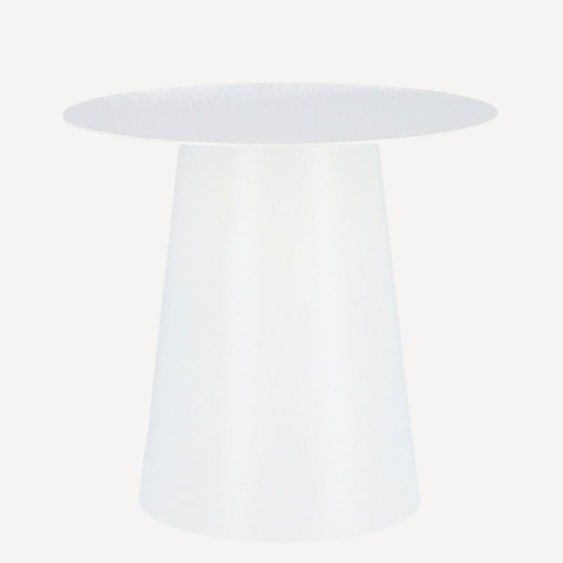 Witte ronde design bijzettafel van gepoedercoat aluminium met een diameter van 50cm